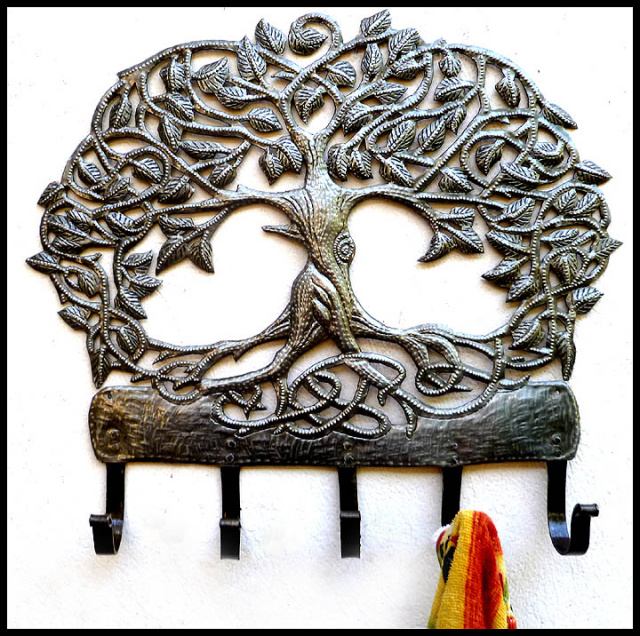 Handcrafted Metal Wall Hooks & Towel Hooks - Handcut Haitian Steel Drum Art
